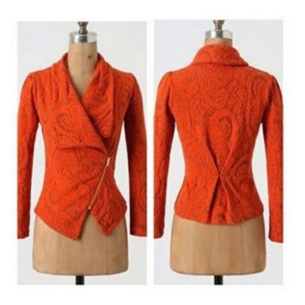 MOTH Gust paisley textured knit moto style jacket